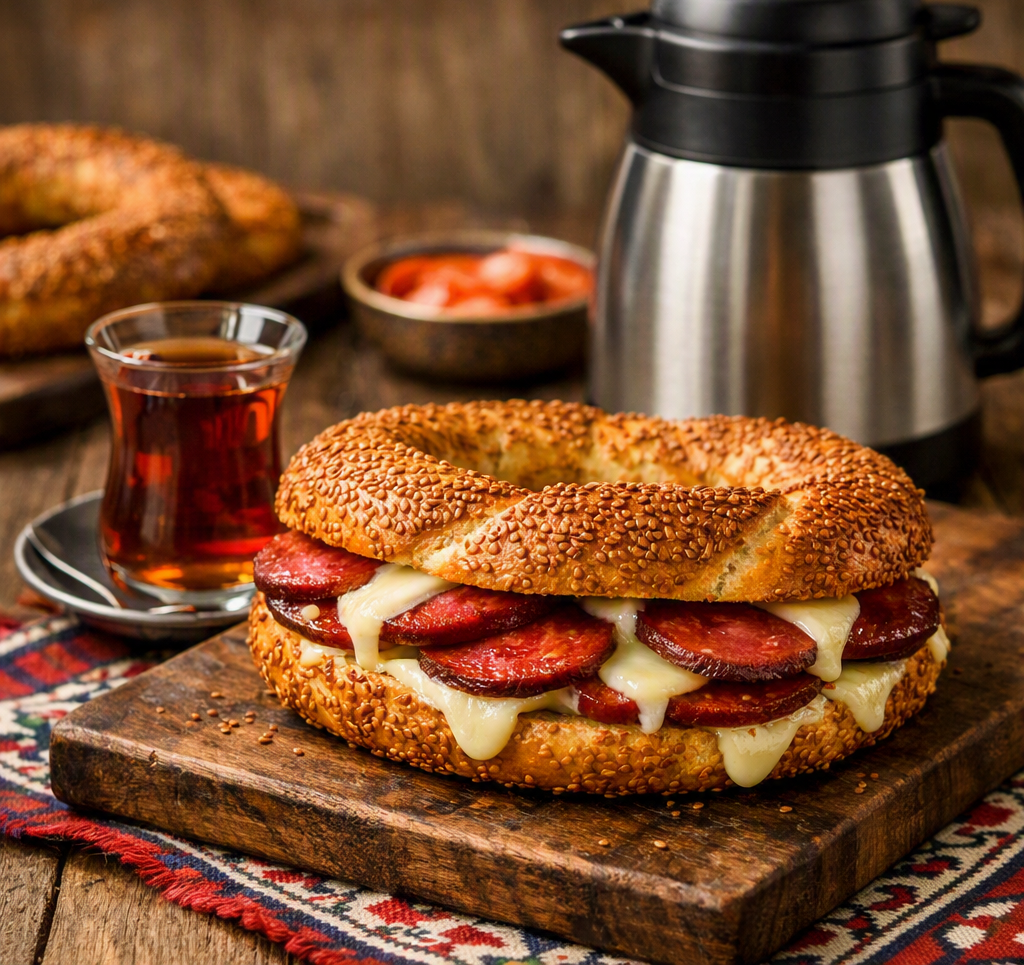 Sucuklu Simit Sandviç